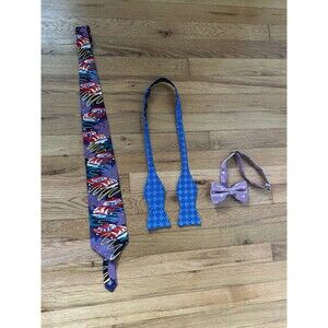 Bow Tie Bundle Purple And Blue And Beatles Drive My Car Tie Eclectic Preppy
